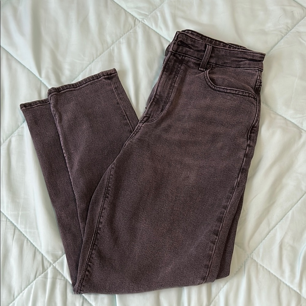 AE gray wash mom jeans